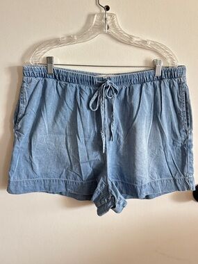 cloth & stone Blue Cotton blend soft denim pull on Drawstring Shorts XXL